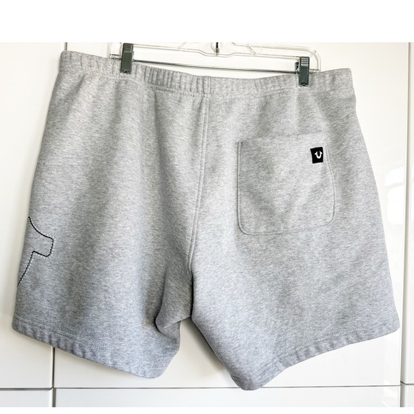 Mens True Religion Sweatpant Shorts Gray Size XXL Side Logo Pockets Drawstring - Picture 4 of 8